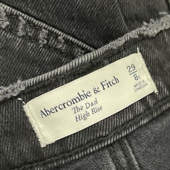 ABERCROMBIE & FITCH Womens Dad High-Rise Jeans NEW Black Destroy Button-Fly 29 - Picture 9 of 11
